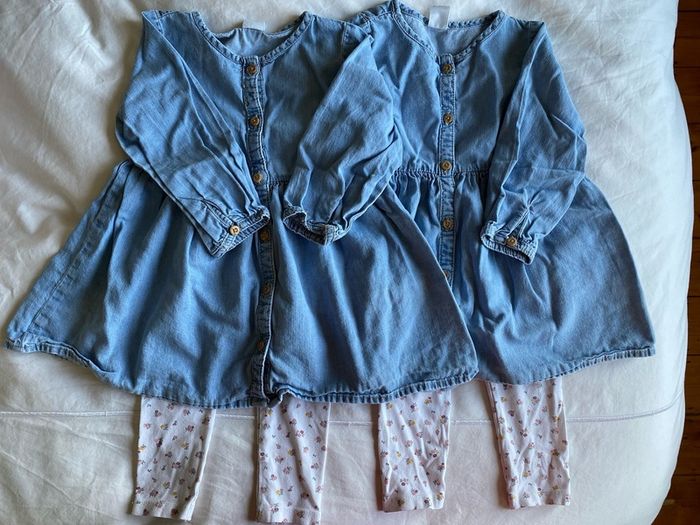 Twin denim dresses & leggings