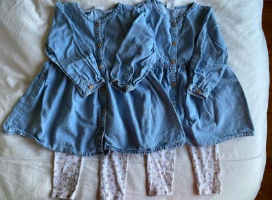 Twin denim dresses & leggings