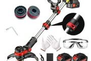 Garden Cordless Grass Trimmer with Command Feed And 2 Batteries Strimmer Line Strimmers Edge Cutter for Lawn Edger Pruning Weed