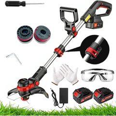 Garden Cordless Grass Trimmer with Command Feed And 2 Batteries Strimmer Line Strimmers Edge Cutter for Lawn Edger Pruning Weed