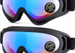 MULTIPLE COLOURS AVAILABLE 2-Pack Ski Goggles, Compatible Snowboard Goggles for Kids, Teens, Youth, Boys, Girls, Men and Women, Motorcycle Goggles, Wind Resistance Goggles