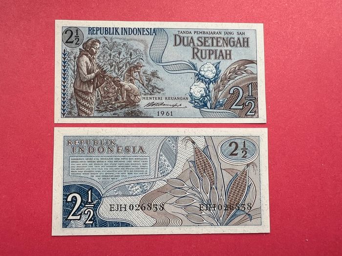 Indonesia  2 1/2   Rupiah 1961  ( uncirculated )