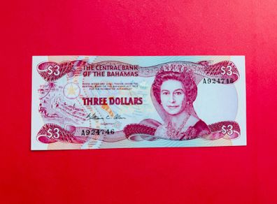 Bahamas  3  Dollars . Pick  44a  Uncirculated