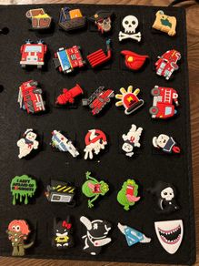 Croc charms fire brigade, pirates, Ghost Busters, jaws etc