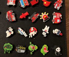 Croc charms fire brigade, pirates, Ghost Busters, jaws etc