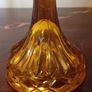Pair of Vintage Amber Glass Candlestick Holder with Cut Glass Design. Image 4