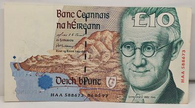 Ireland 1997 10 Pounds James Joyce Bank Note Uncirculated