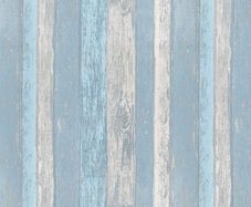 Shabby Chic Blue Wooden Effect Wallpaper (FREE POSTAGE)