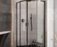 Zarya Black Semi-Circular Shower Cabin + Axim SEN Shower Tray 90x90