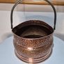Vintage Hammered Copper Coal Scuttle  Log Bucket Image 3