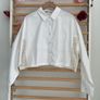 shirt bnwt white cropped shirt size 14 with crochet inserts Image 8
