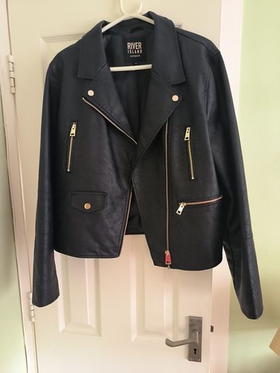 River island Black Faux leather Biker Jacket.