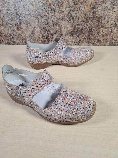 womens RIEKER closed toe sandals mary jane shoes flats multicoloured Size UK 6.5 EU 40 (AT1)