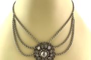 Mid Century Silver Tone Swag Chain Necklace
