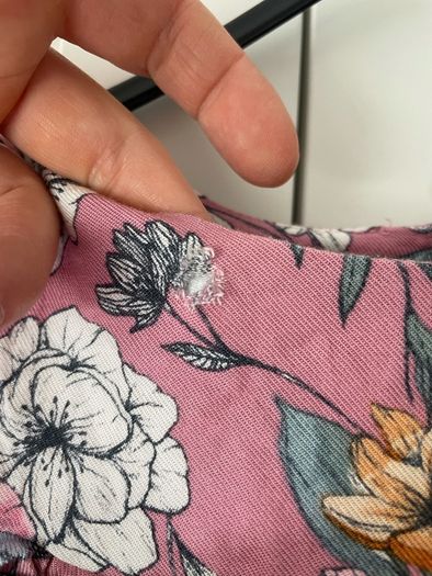 Dunnes pink floral dress with ruffle details and keyhole back