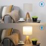 36cm Wood Bedside Table Lamp, Tripod Desk Lamp with Beige Linen Lampshade, On-Off Switch, Desk Lamps for Reading, Bedroom, Living Room, Study, Office, E27 Base Image 4