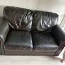 Real leather brown sofas Image 5