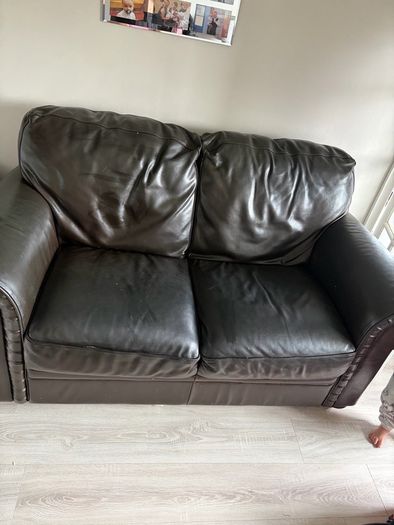 Real leather brown sofas