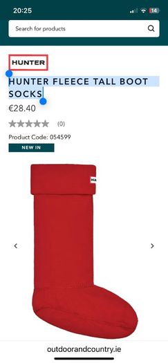 Hunter Welly socks 2 pairs available  price per pair
