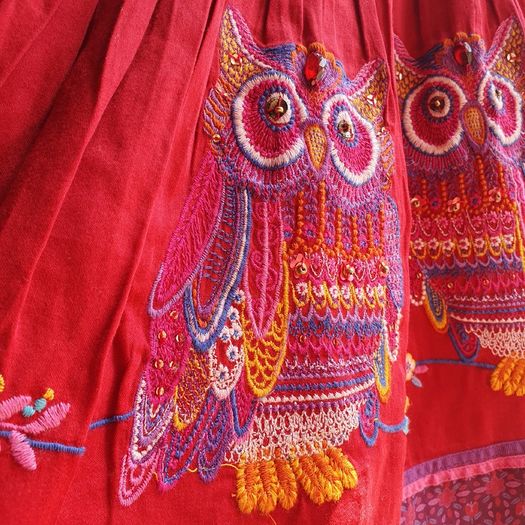 New Tags Beautiful Monsoon Girls Red Embroidered Beaded Skirt 12 to 13Yrs