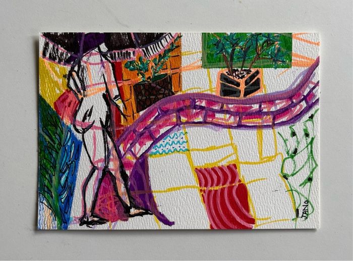 Original Art  Figurative Art Fauvist original Drawing