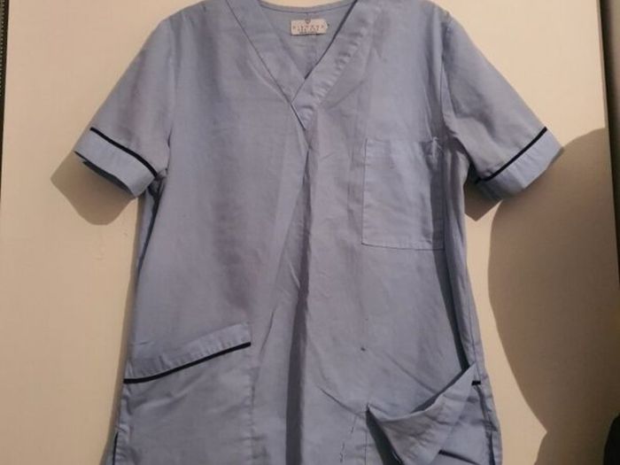 blue scrub top