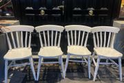 4 x Very Solid White Wooden Kitchen Dining Chairs - Can Deliver