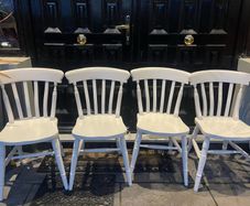 4 x Very Solid White Wooden Kitchen Dining Chairs - Can Deliver