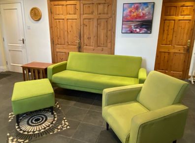 Genuine 1960s Mid-Century Green Sofa Chair 3piece