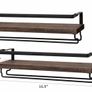 Wall Mounted Wine Shelves Set of 2 Wood Rustic Wine Bottle Glass Floating Racks with Stemware Hanger Image 5