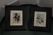 Framed Floral Design Glass Art