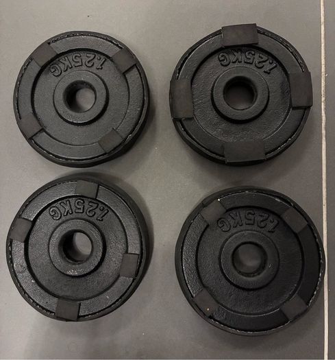 Set of 4 Cast Iron Weight Plates 1.25kg (5kg Total) with Edge Protectors