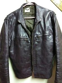 Men's Leathercraft Vintage Cafe Racer Motorcycle Jacket Dk Brown L Large Reg VGC