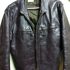 Men's Leathercraft Vintage Cafe Racer Motorcycle Jacket Dk Brown L Large Reg VGC