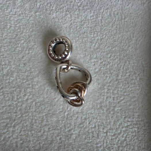 Pandora  heart highlights charm with rose gold middle dangle heart and purple CZ