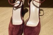 Burgundy Suede Heels Size 38, UK 5
