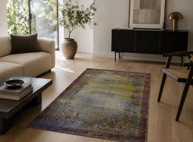 Rare Olive Green Vintage Turkish Rug