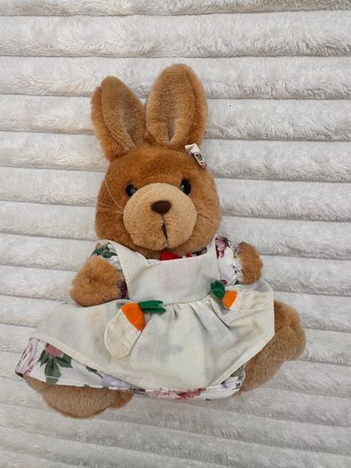 Vintage TCC Continuity Holdings 1995 Bunny Rabbit Floral Dress Soft Plush approx. 24 cm. (with ears) Used Please see photos