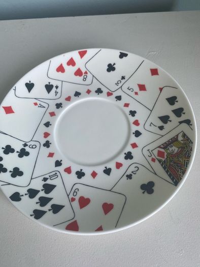 Vintage playing card cup and saucer set