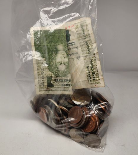 Bag of Irish Coins and Banknote