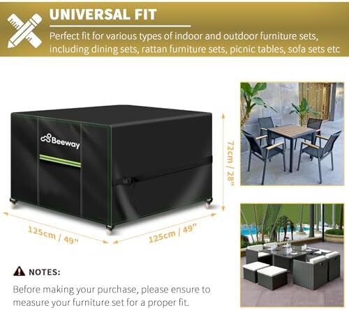 Garden Furniture Cover With Air Vent, Waterproof Patio Rattan Sofa Table Chair Set Cover