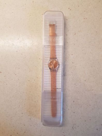 Rose Gold Coloured Glitter Swatch Watch