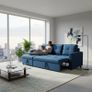 Blue Corner Sofa Bed Storage,215cm Image 4