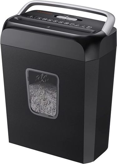 Paper Shredder for Home Use, Bonsaii 6 Sheet Cross Cut Paper and Credit Card Shredder for Home & Small Office Use, Home Shredder with Portable Handle Design & 13L Bin (C237-B)