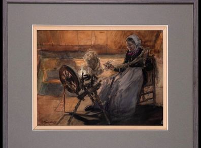 Artist John Finnemore "Lady at Spinner" 1860-1939