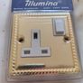 Brass Electric Switched Sockets with Rope Edge Image 2