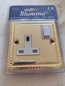 Brass Electric Switched Sockets with Rope Edge