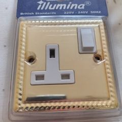 Brass Electric Switched Sockets with Rope Edge