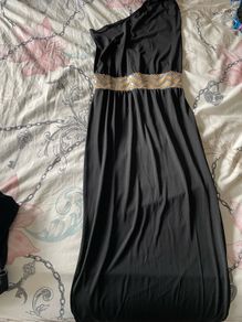 black and gold dress maxi one shoulder
