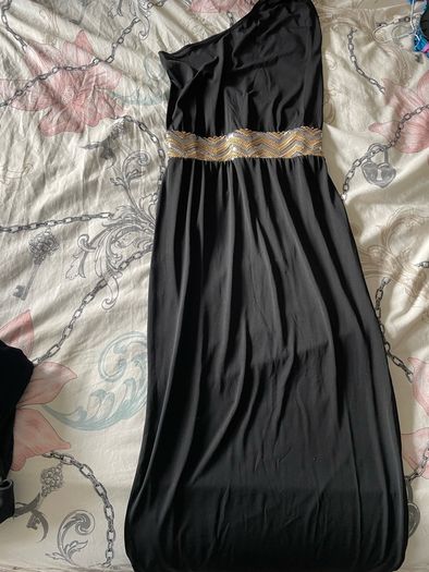 black and gold dress maxi one shoulder